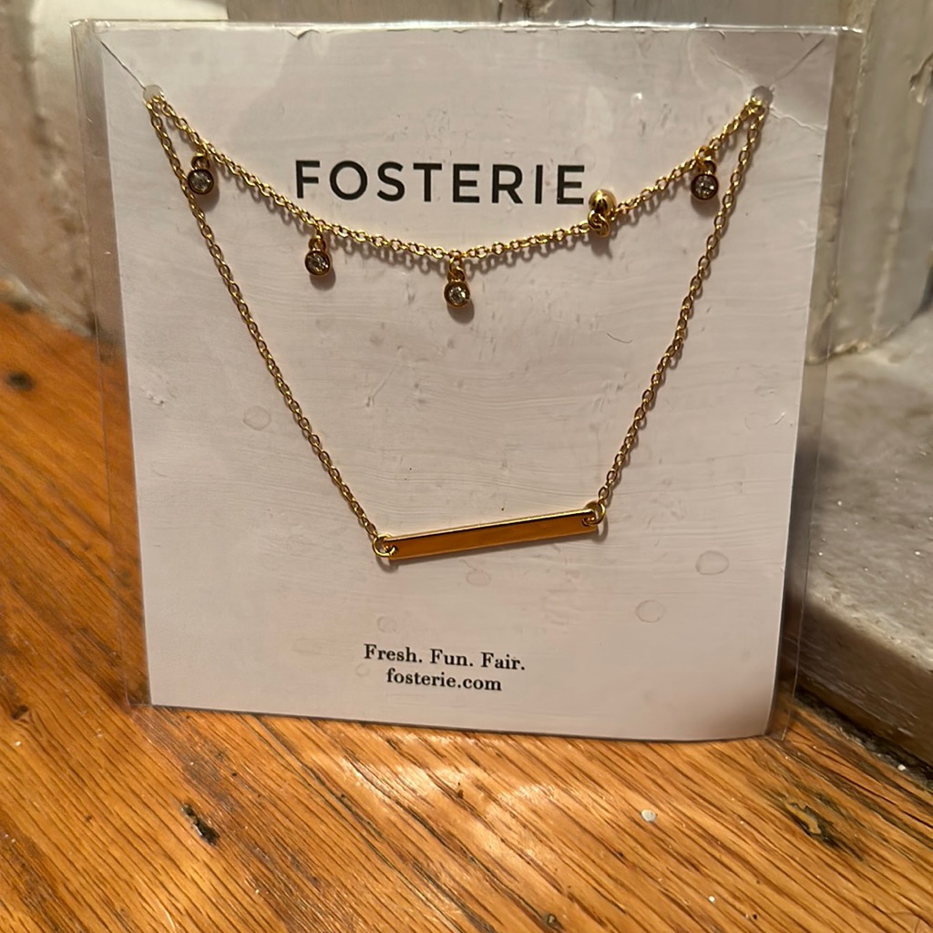 Fosterie Layered Gem Necklace. Gold Plated.